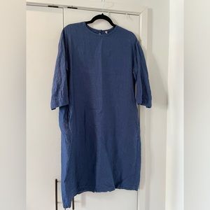 Blue Linen Shift Dress